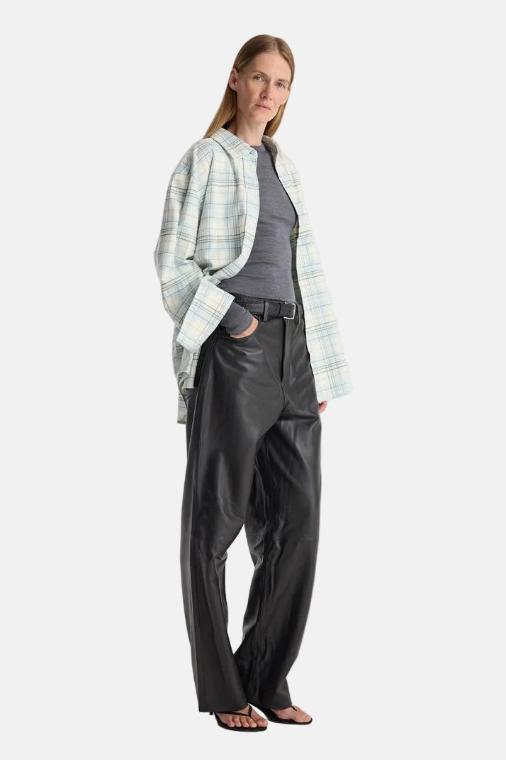 Róhe Flannel Check Overshirt in Sea Green, Ansicht 4