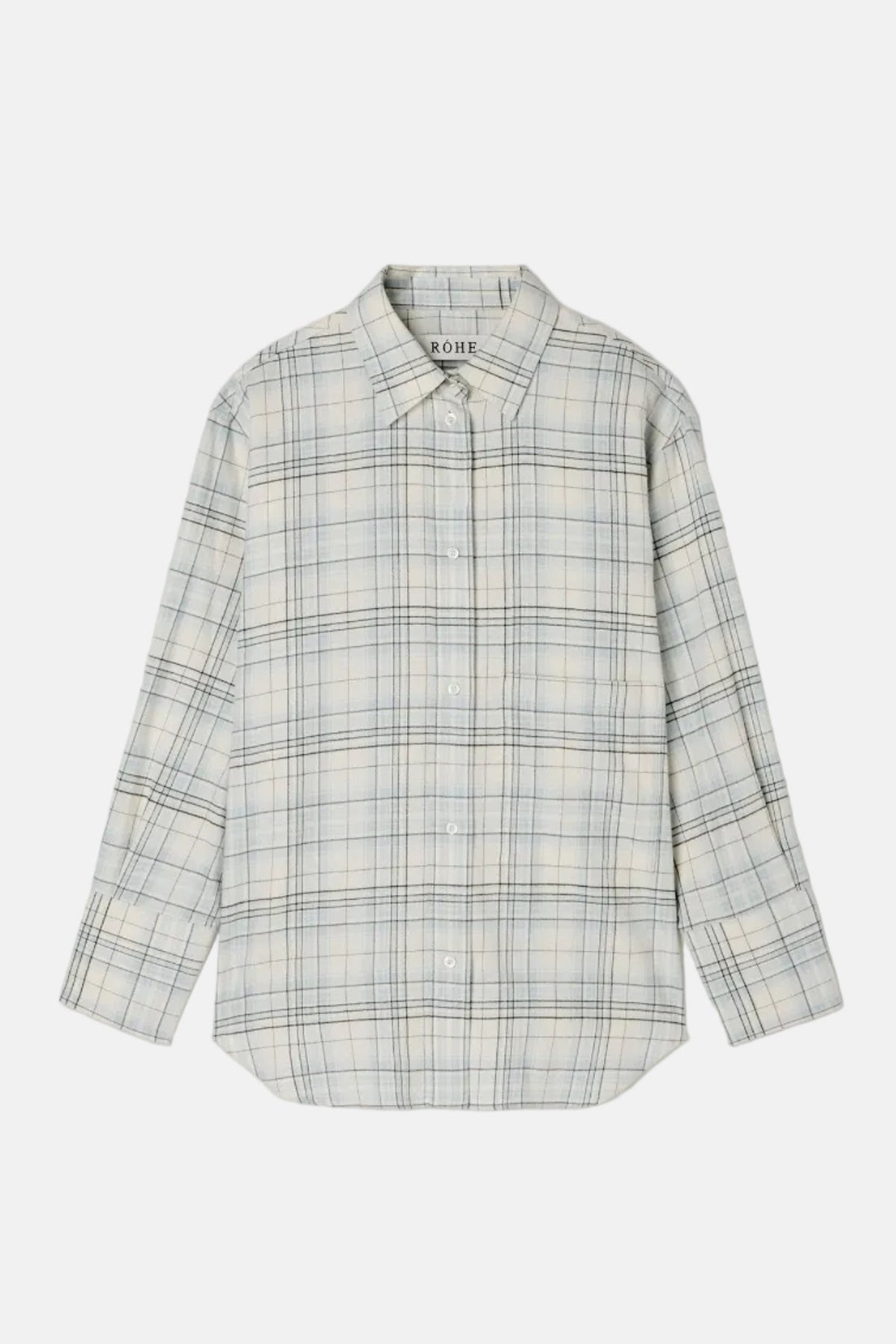 Róhe Flannel Check Overshirt in Sea Green