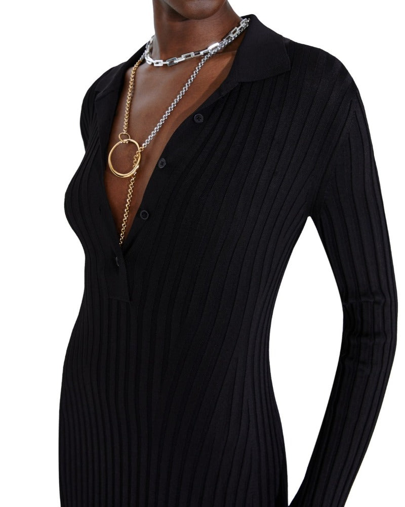 Metallic Rhea Long Dress, Black, Kleid