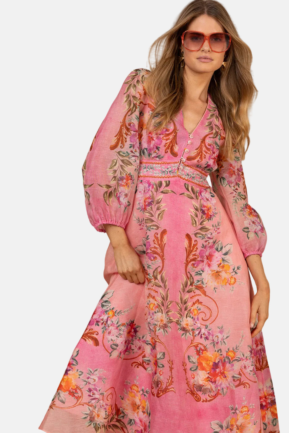 Hale Bob Frida Organza, Coral, Maxikleid
