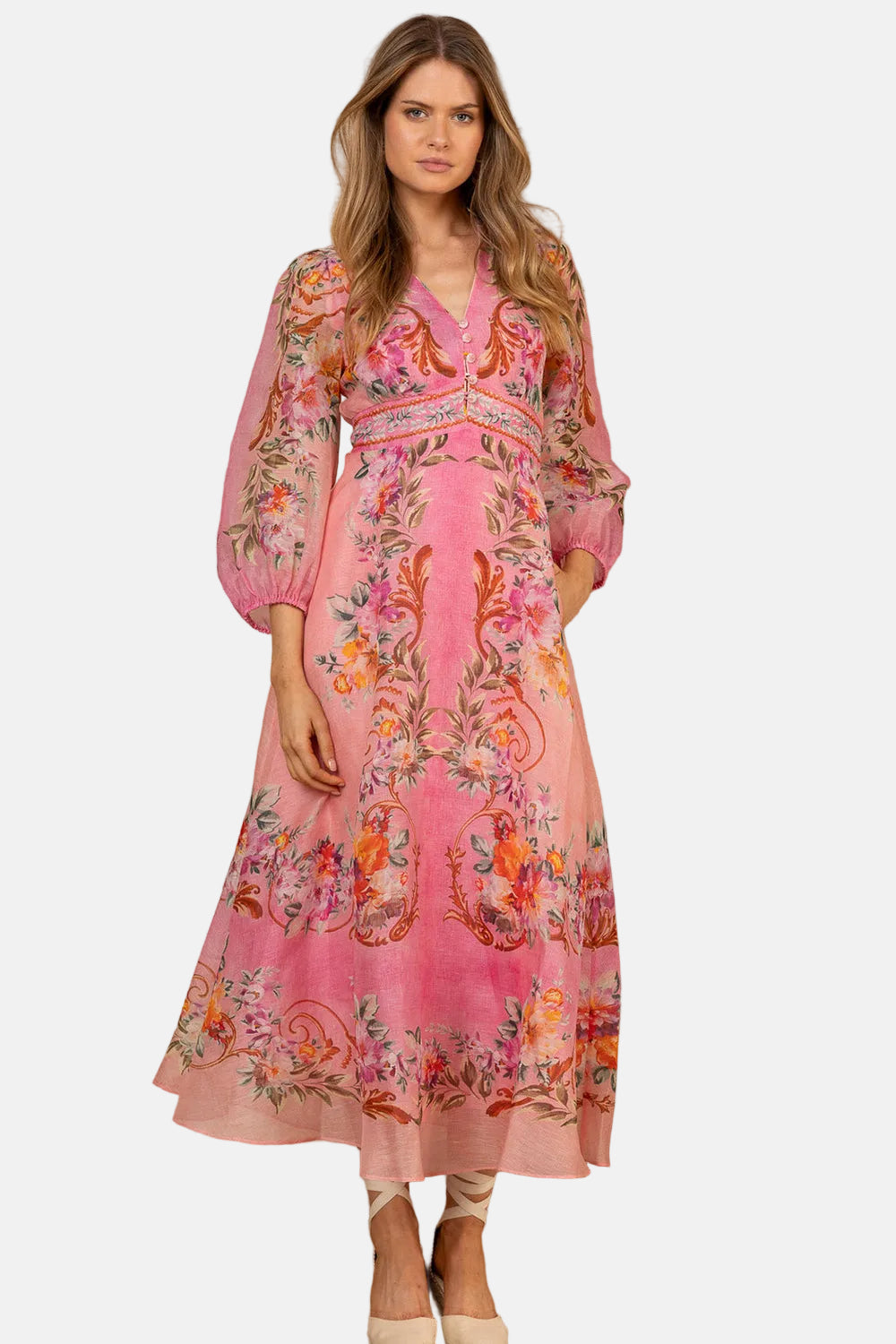 Hale Bob Frida Organza, Coral, Maxikleid
