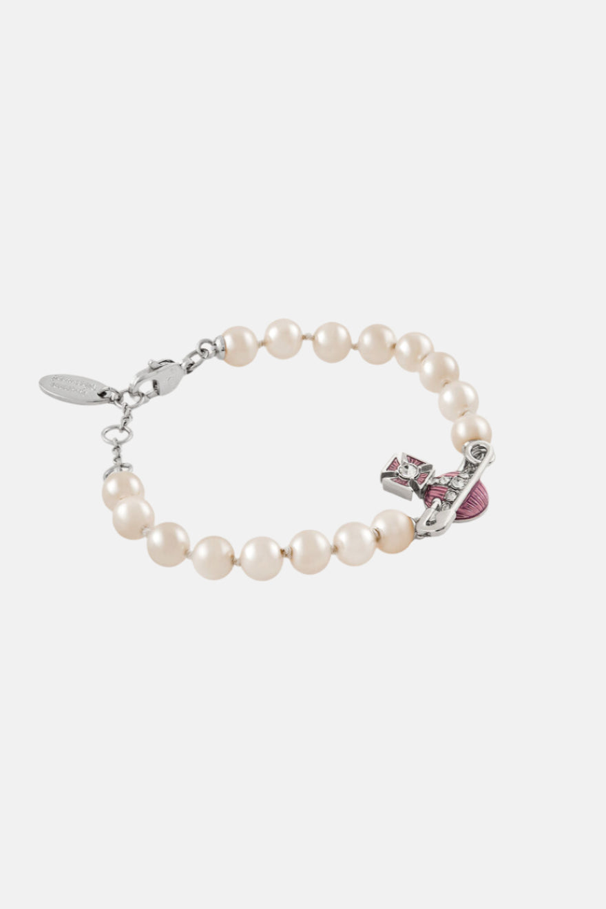 Vivienne Westwood Kitty, White Crystal/Light Rose, Platinum Perlen-Armband
