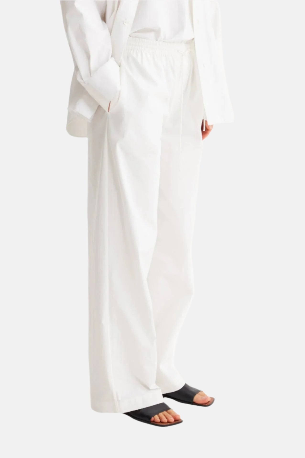 Róhe Wide Leg Cotton, White, Hose