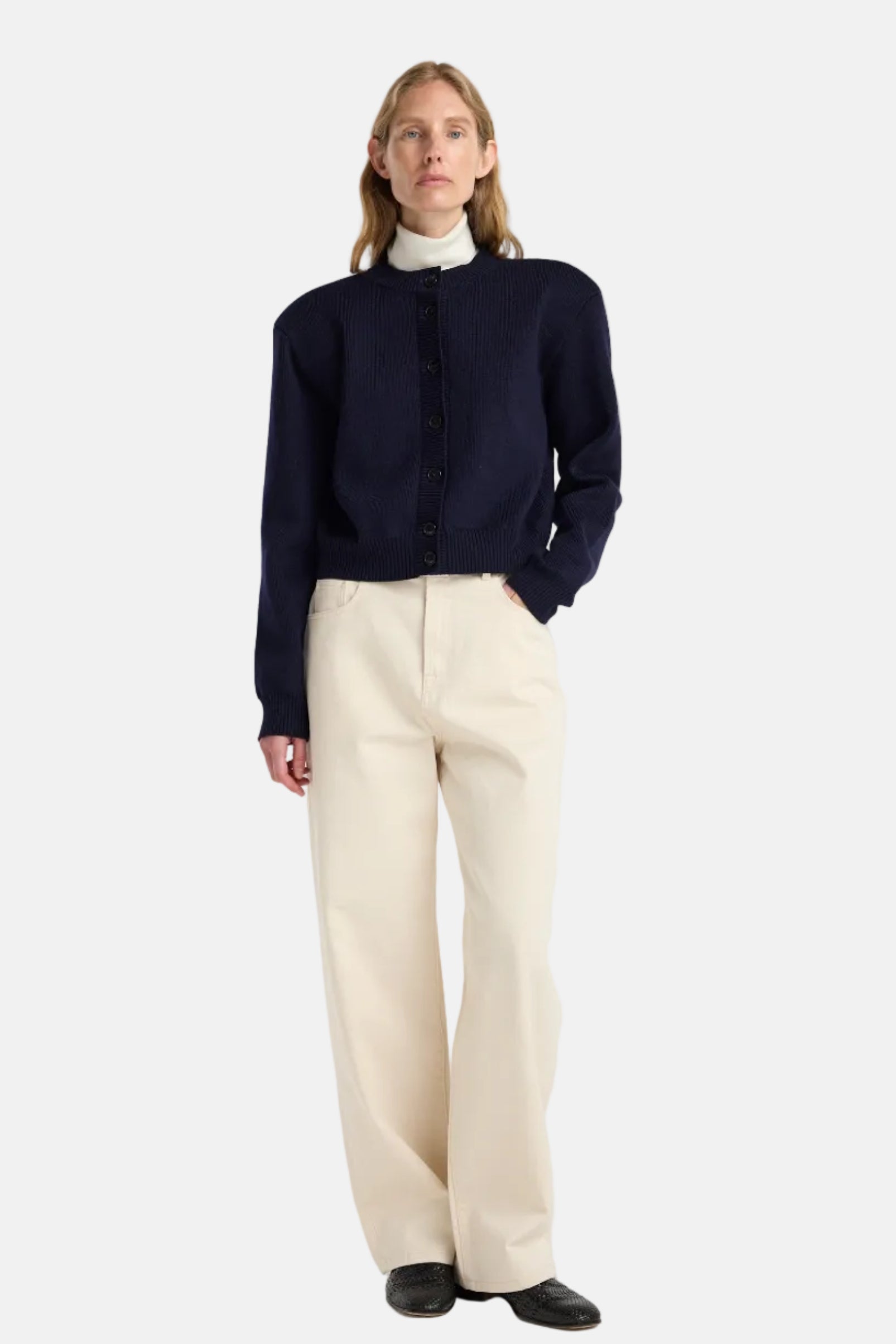 Róhe Statement Shoulder Cardigan Navy