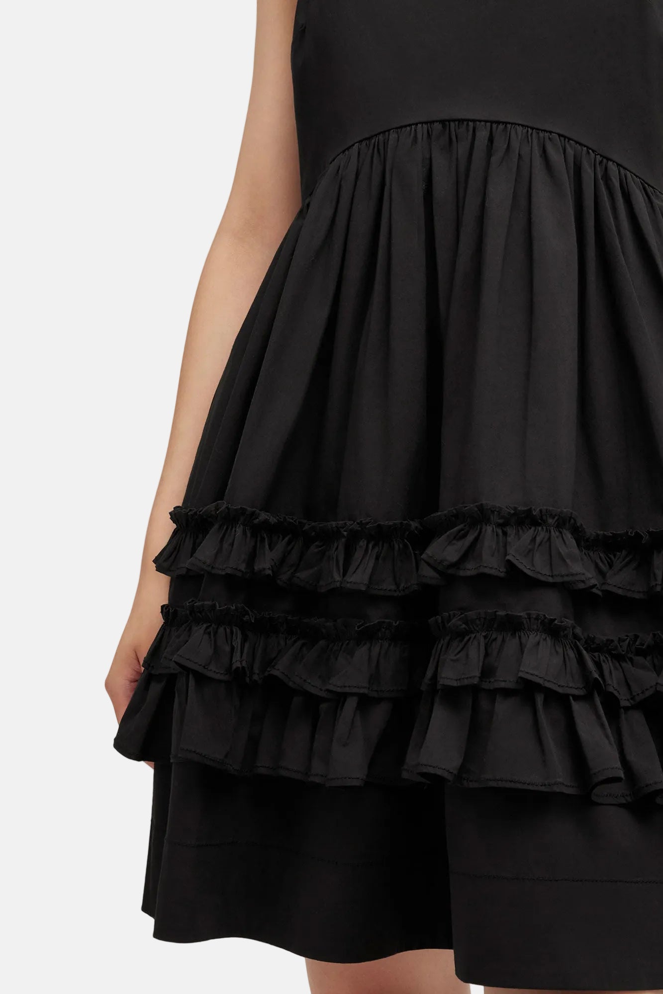 GANNI Stretch Mini Strap, Black, Dress w. Frills