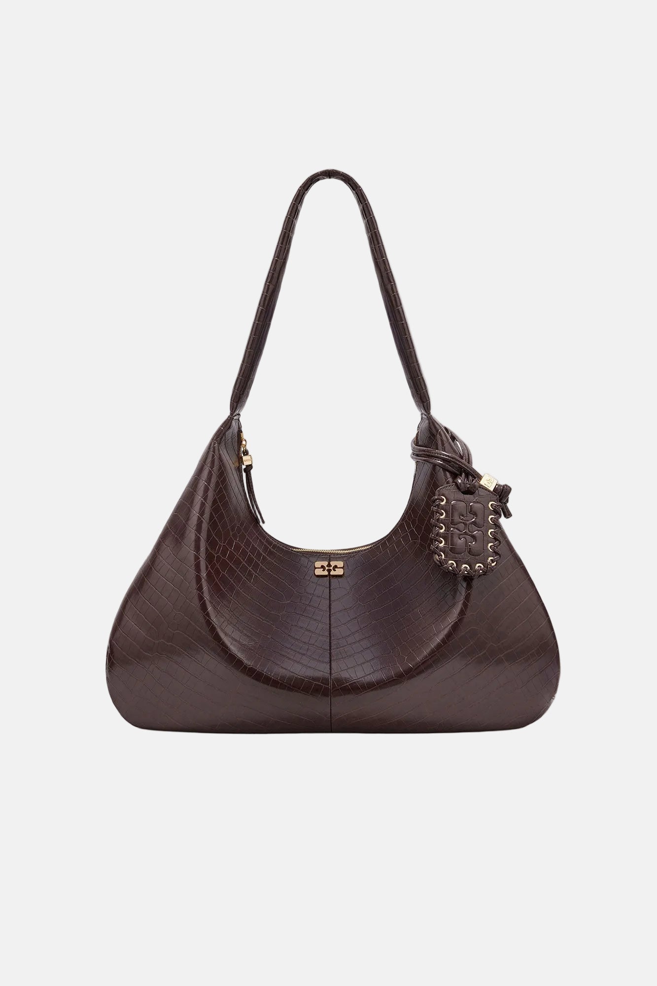GANNI Hobo XXL Croco, Choco, Tasche