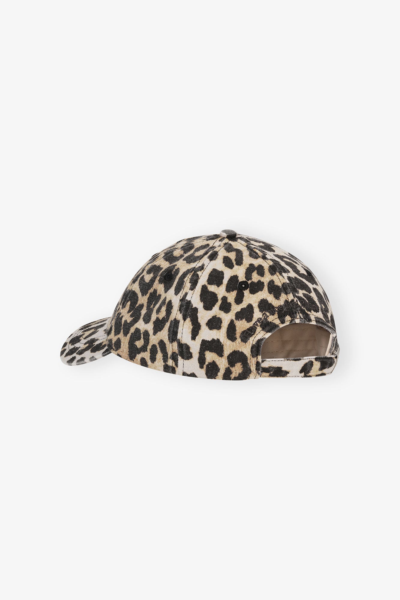 GANNI Cap, Washed Cotton Canvas, Leopard