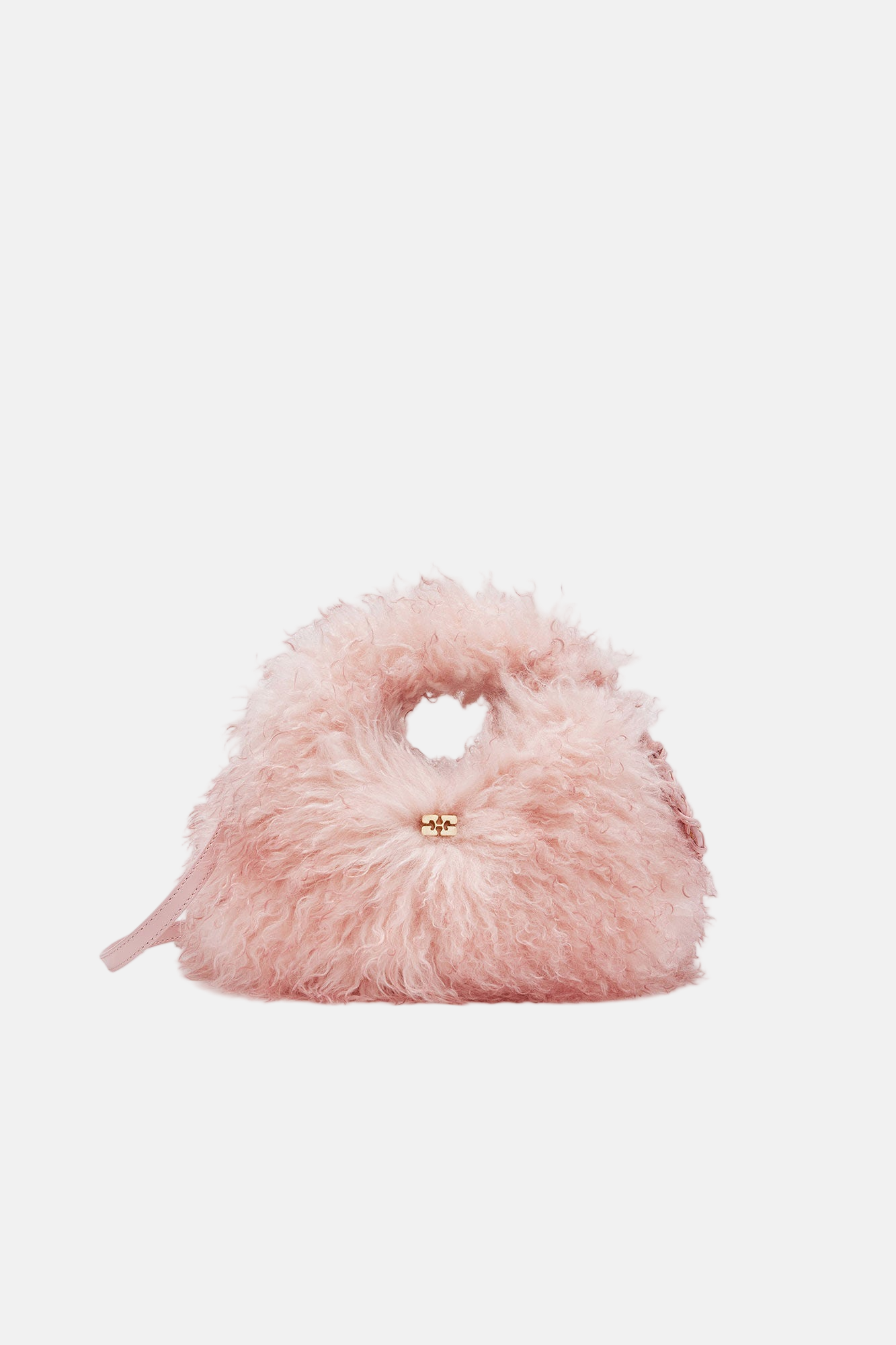 GANNI Hobo Mini Fur, Rose, Tasche
