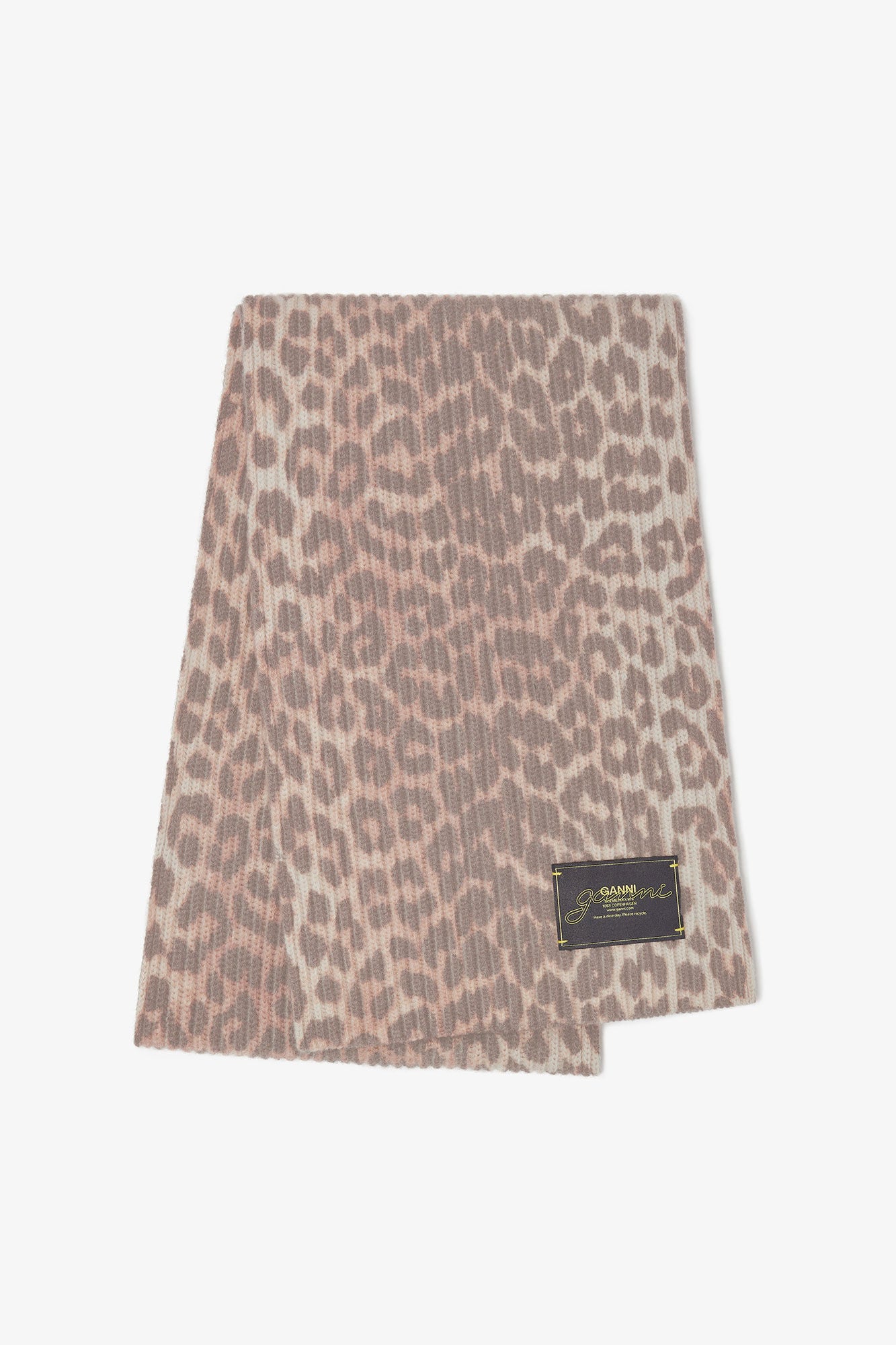 GANNI Wool Knit, Leopard, Schal