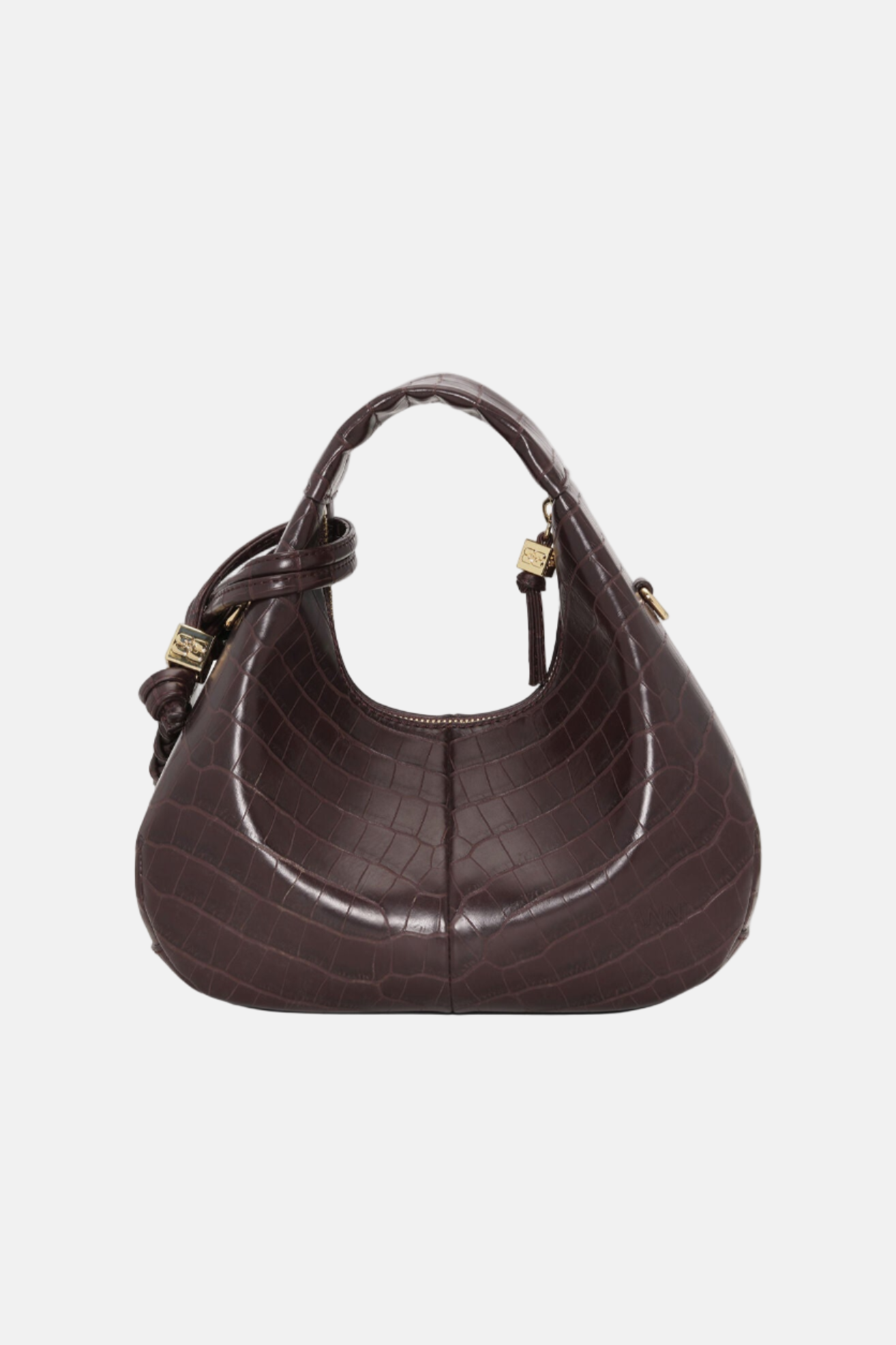 GANNI Hobo Mini Croco, Choco, Tasche