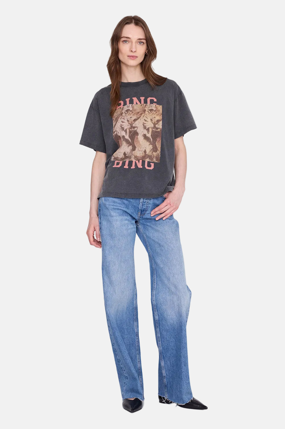 Anine Bing Cade Tiger Bing, Washed Black, T-Shirt