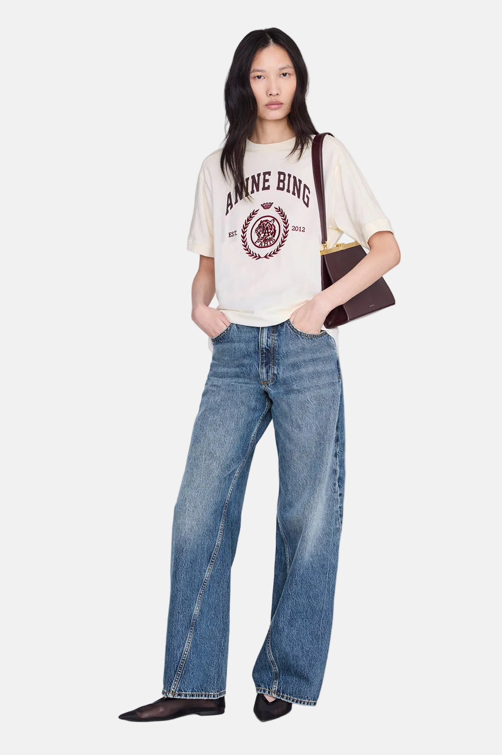Anine Bing Jaylin Tee, Cream, Shirt