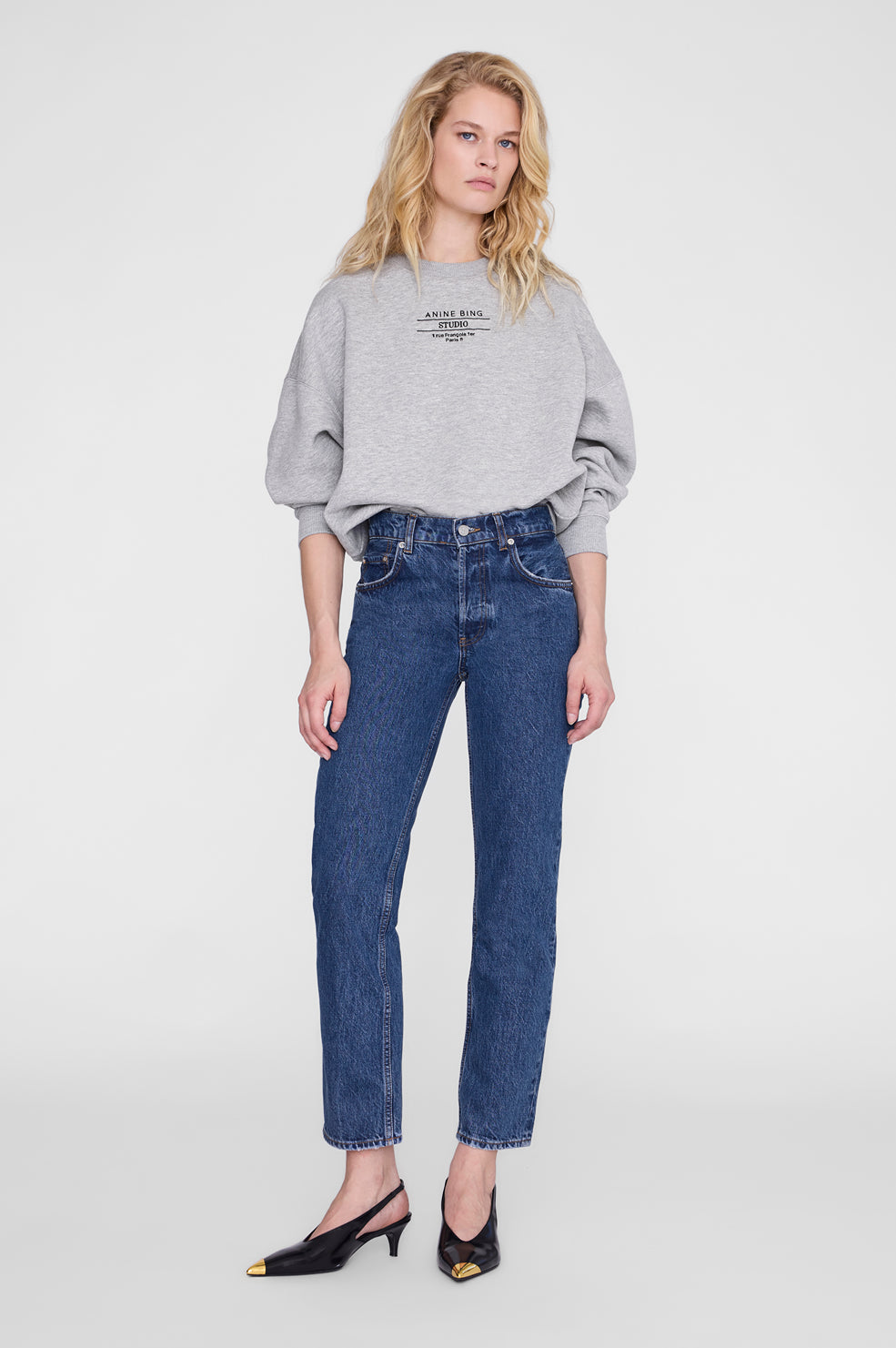 Anine Bing Miles, Gris chiné, Sweatshirt Studio