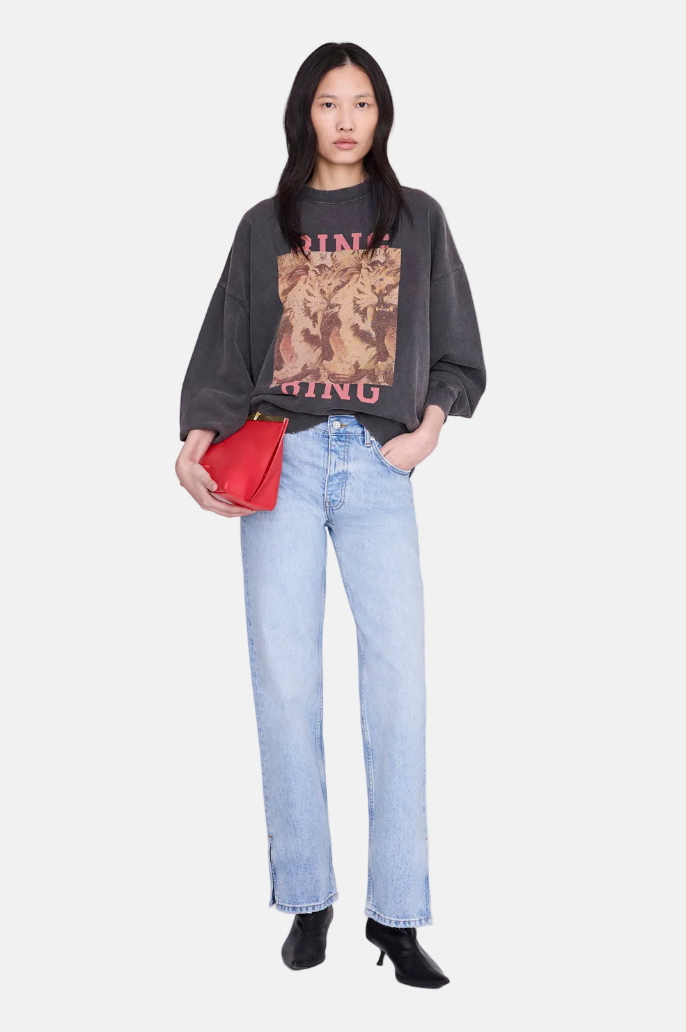 Anine Bing Miles Tiger Bing, Washed Black, Sweatshirt