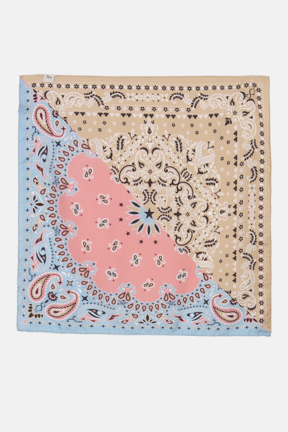 8PM Tropea Seidenhalstuch Multicolor mit Bandana-Paisley-Print – luxuriöses quadratisches Seidentuch