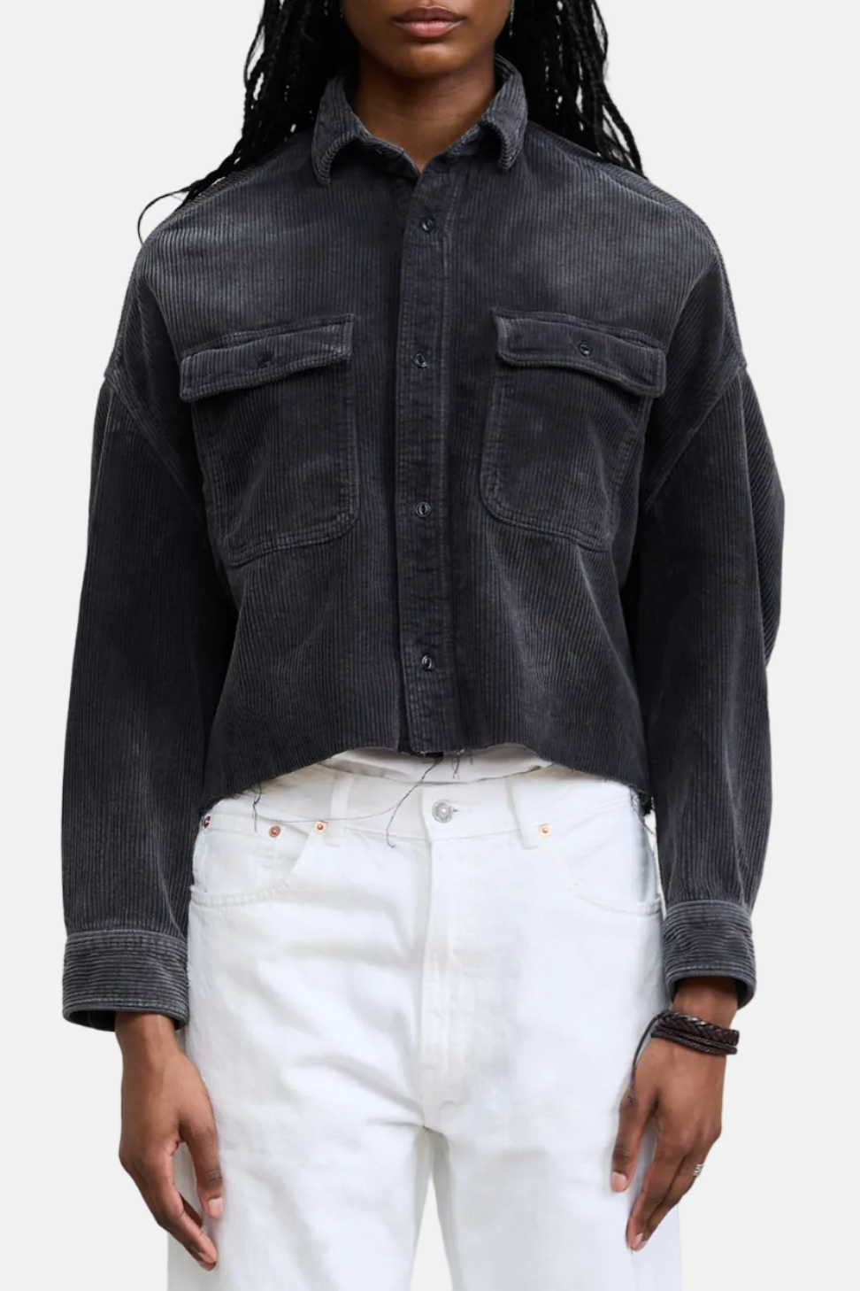 Denimist Cropped Utility, Washed Black Cord, Shirt