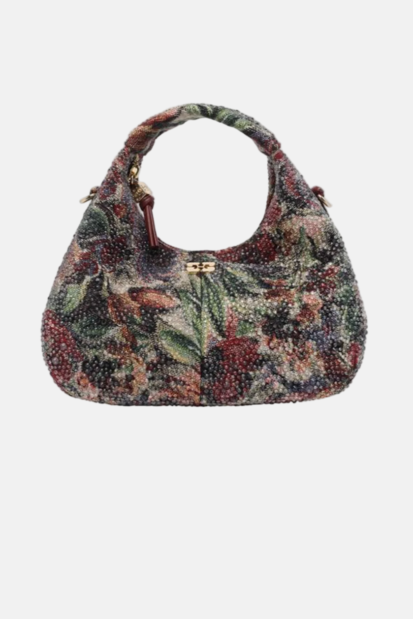 GANNI Hobo Mini Strass, Tawny, Tasche