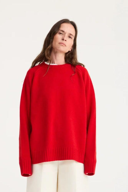 Wool Cashmere, Bright Red, Pullover