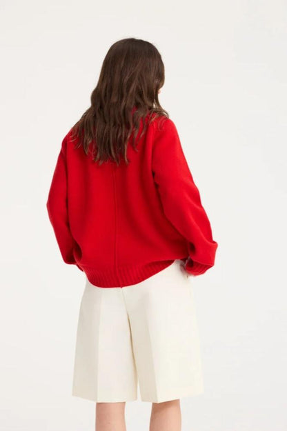 Wool Cashmere, Bright Red, Pullover