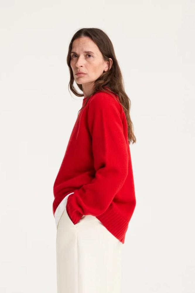 Wool Cashmere, Bright Red, Pullover