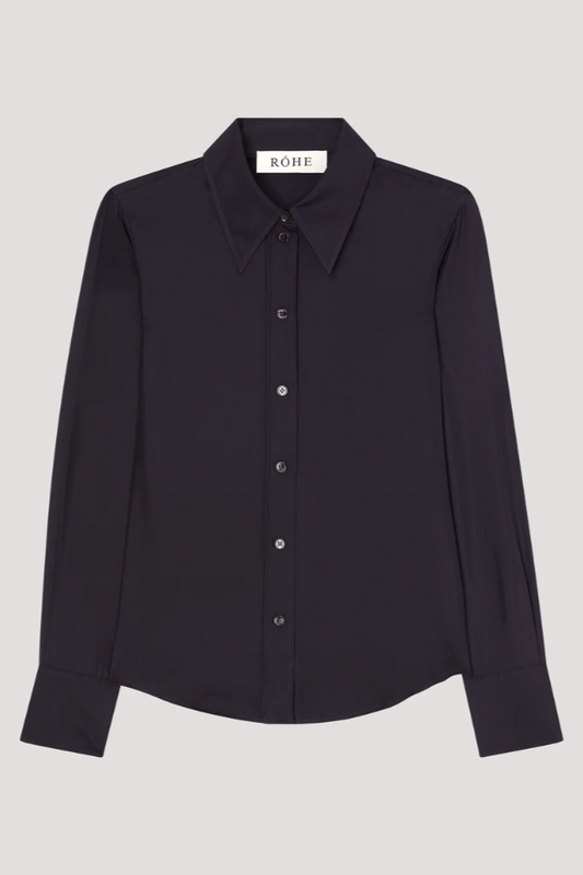 Fitted Shirt, Navy, Bluse