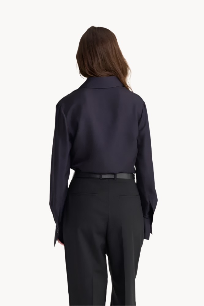 Róhe Fitted Shirt, Navy, Bluse