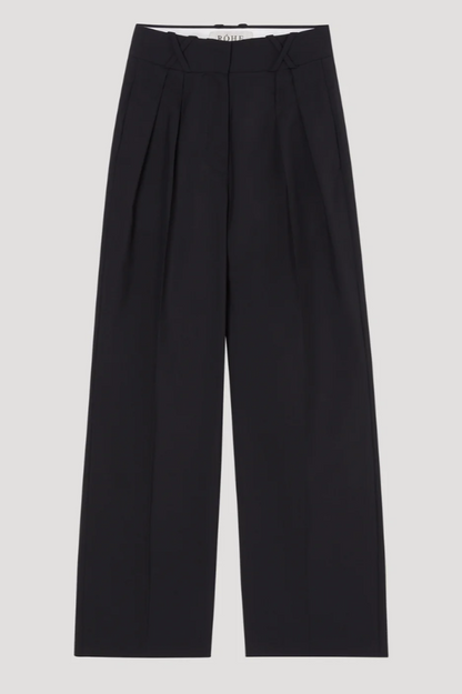 Wide Leg Double Pleated, Black, Hose