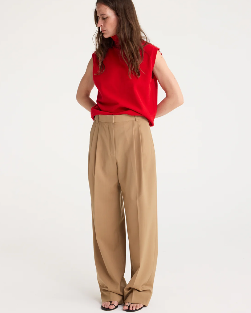 Wild Leg Pleated, Fawn, Pants