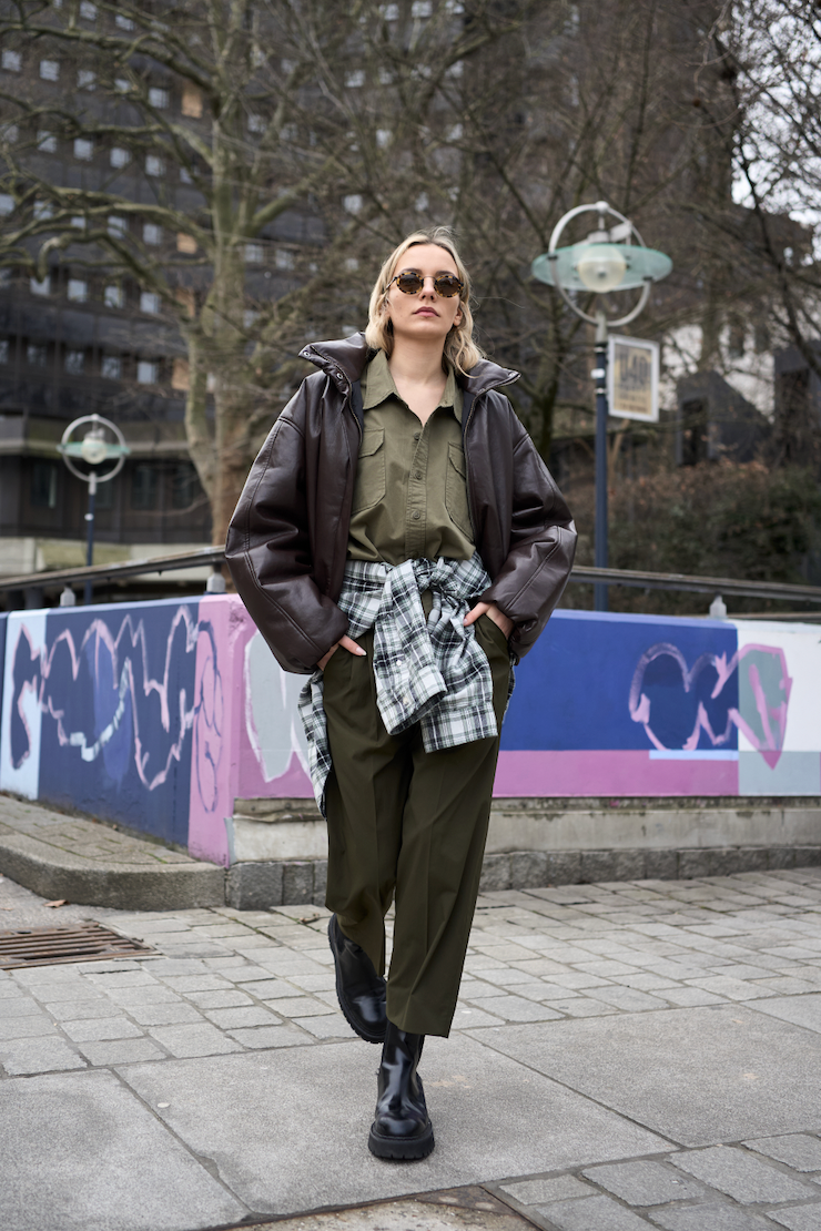 ROSSI Noa Crop Feather Weight Popeline, Dark Khaki, Hose