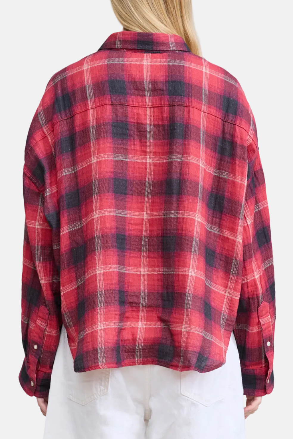 Denimist Bailey, Red Black Plaid, Cropped Shirt