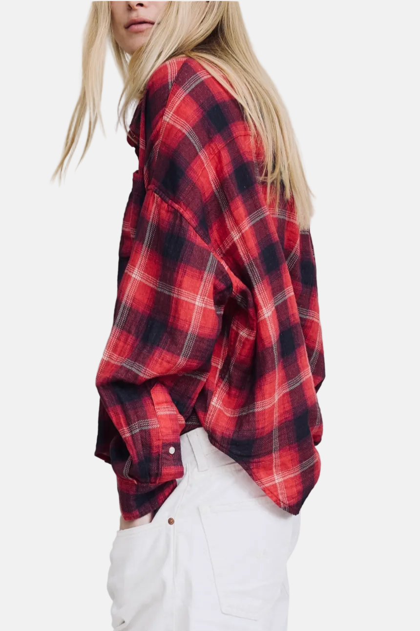 Denimist Bailey, Red Black Plaid, Cropped Shirt