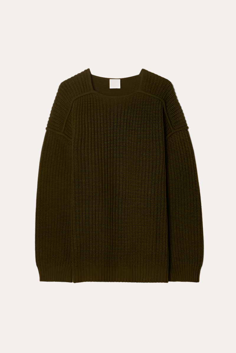 Heavy patent, dark green, sweater