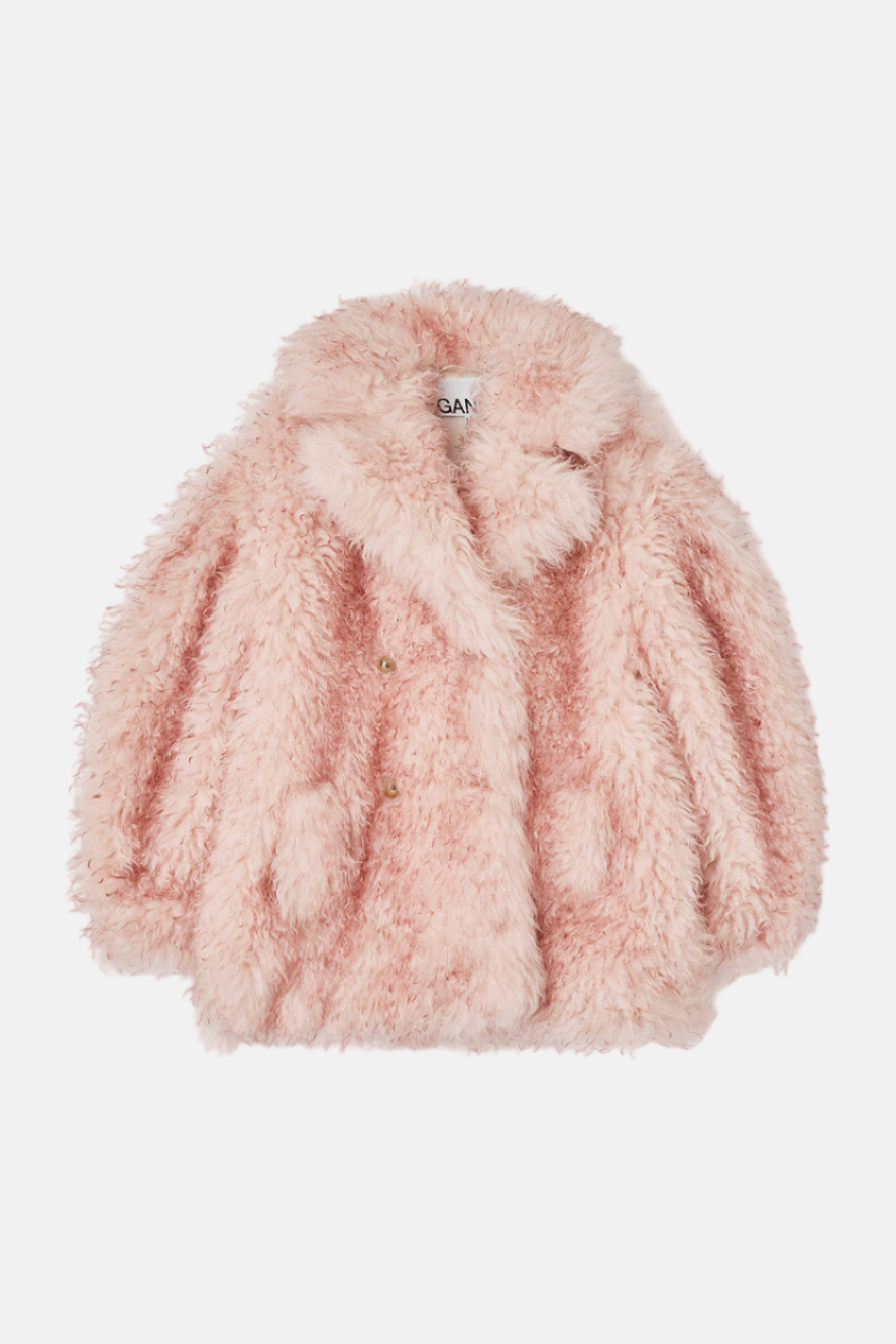 GANNI Midi Fur, Rose, Mantel