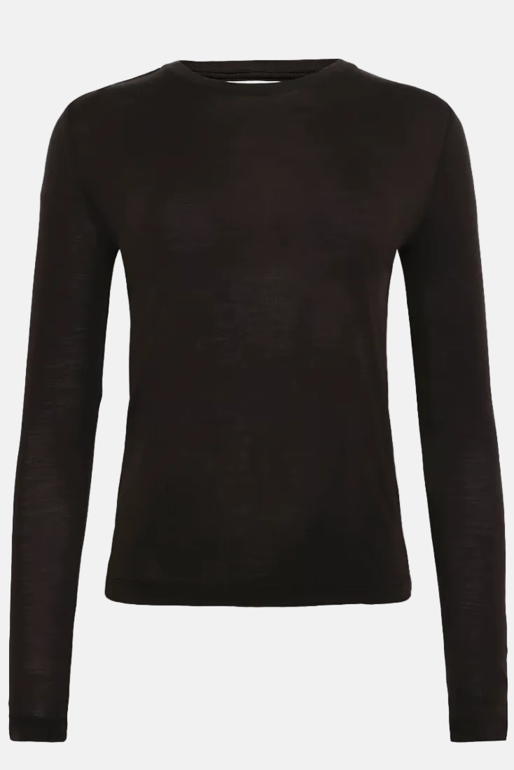 Gestuz Ninia Wool Roundneck, Chocolate Torte, Longsleeve