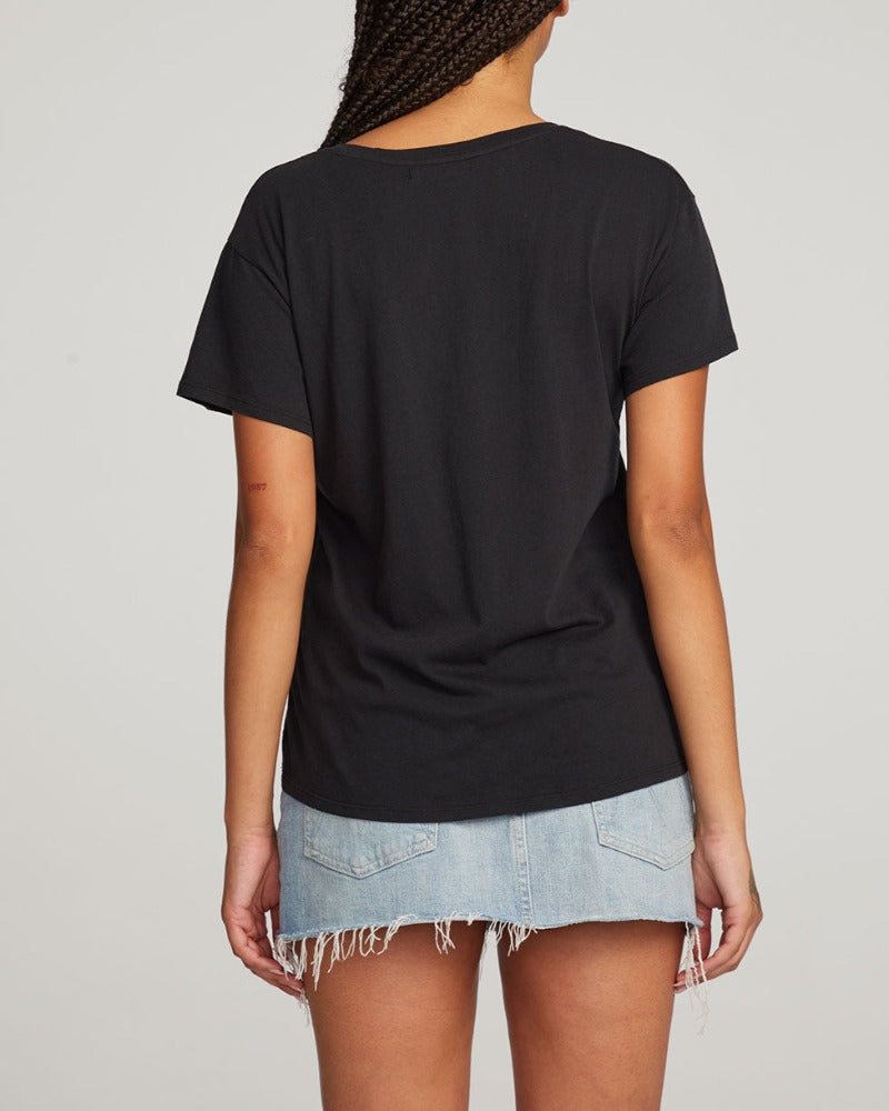 Short Sleeve, Black, V Neck Tee