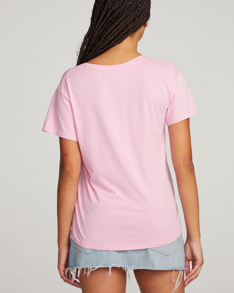 Chaser Short Sleeve, Pink, V Neck Tee