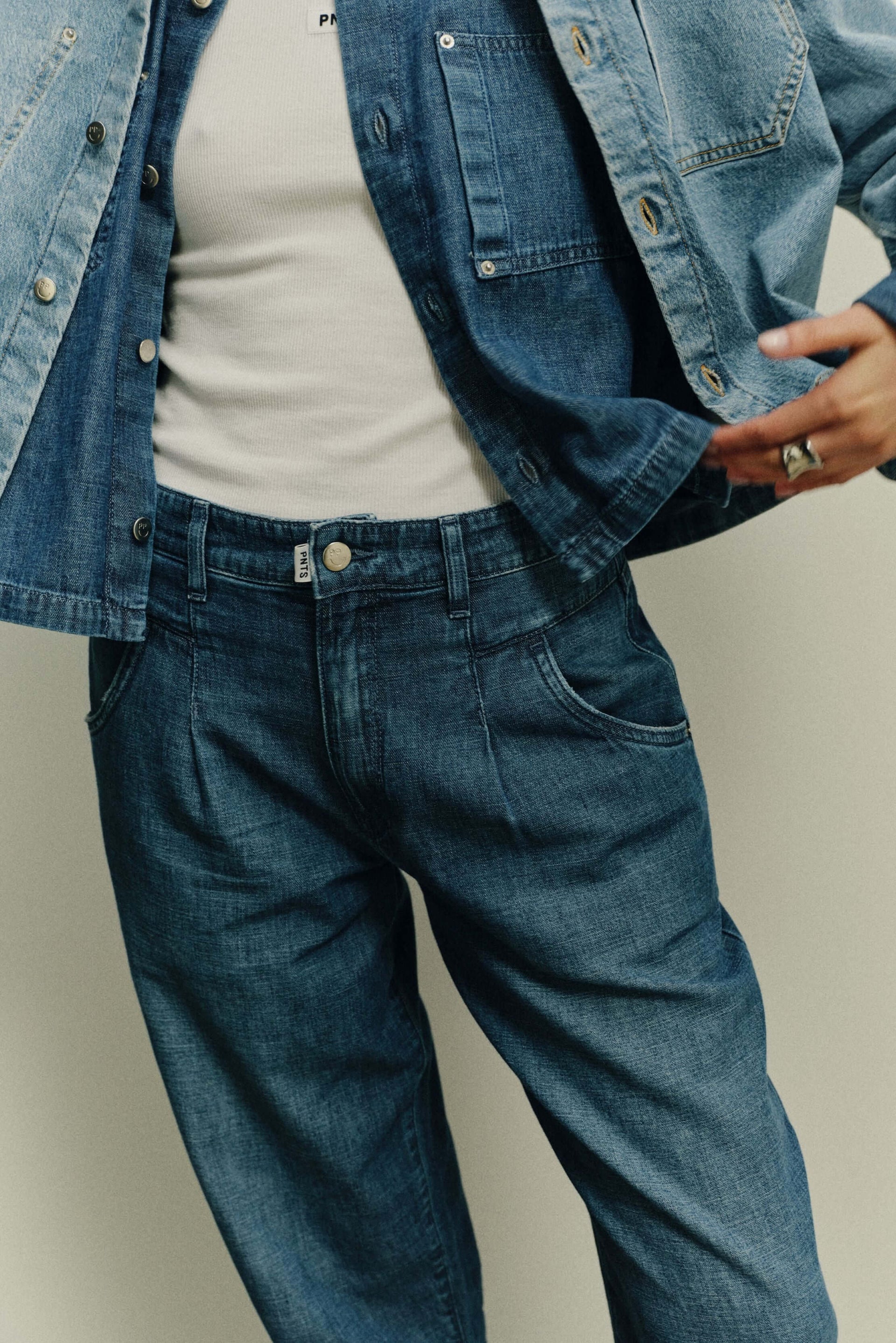 PNTS The O Shape gerade Form, Blau, Hose