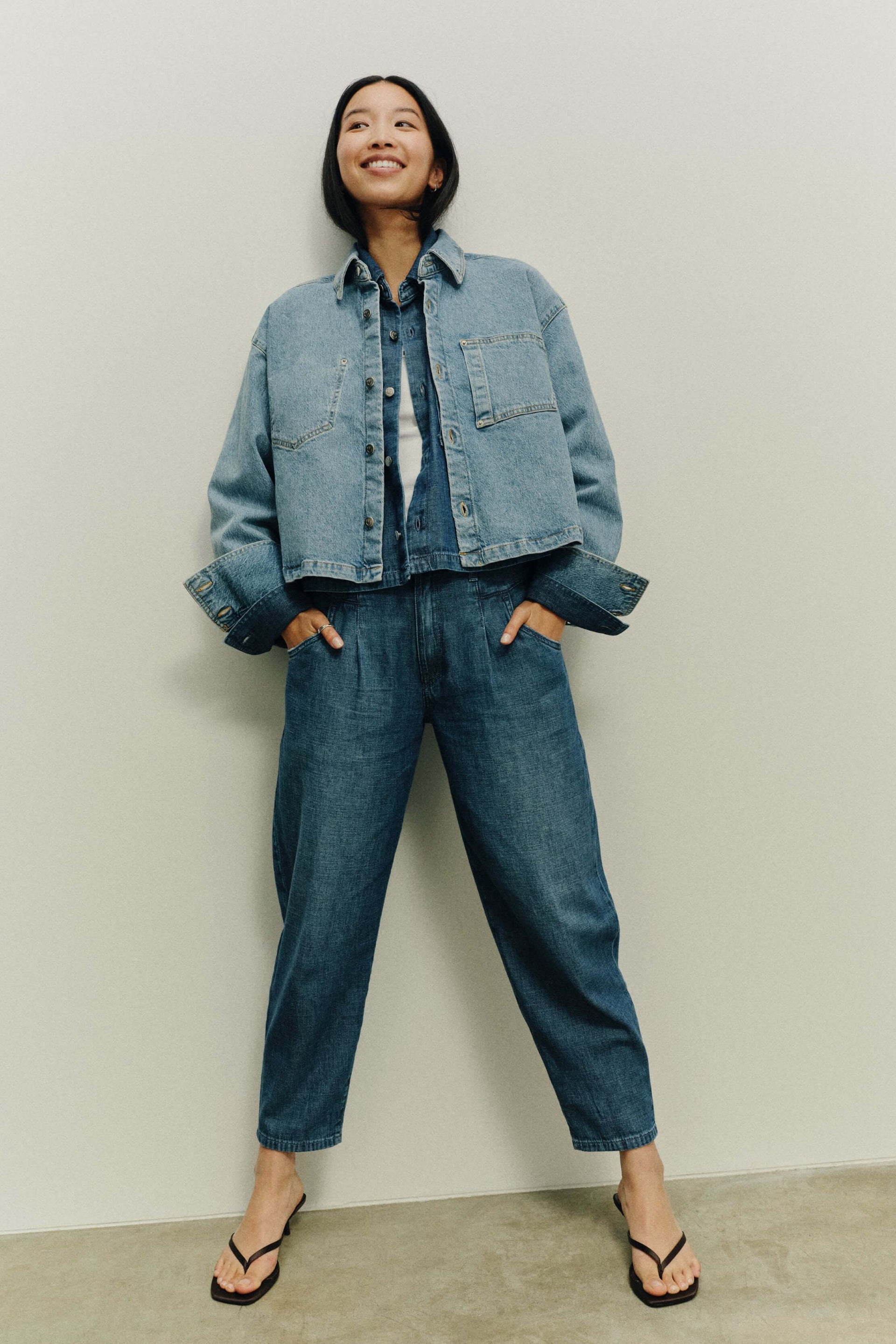 PNTS The O Shape gerade Form, Blau, Hose