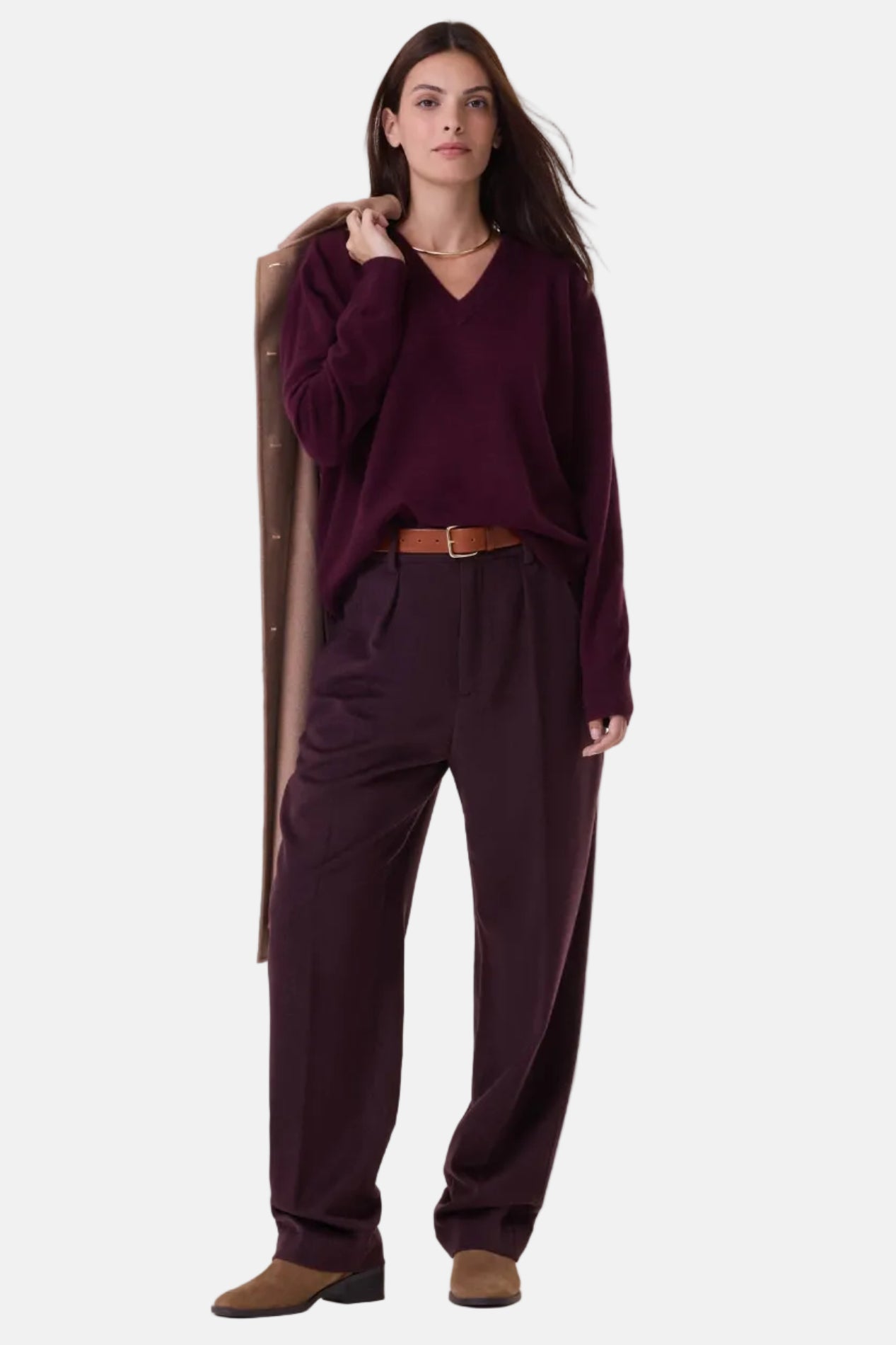 Kujten Lita, Bordeaux, V-Neck Pullover