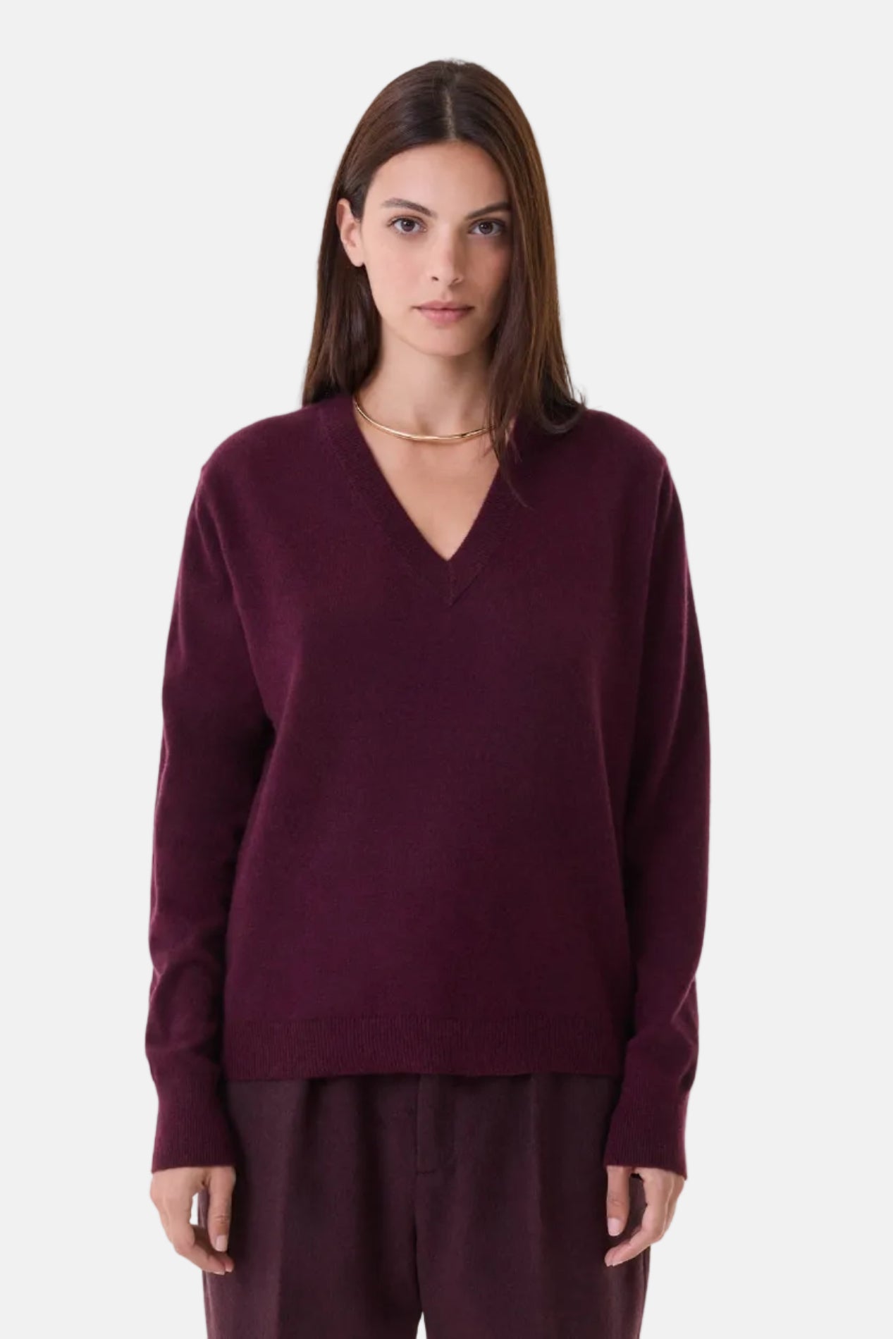 Kujten Lita, Bordeaux, V-Neck Pullover