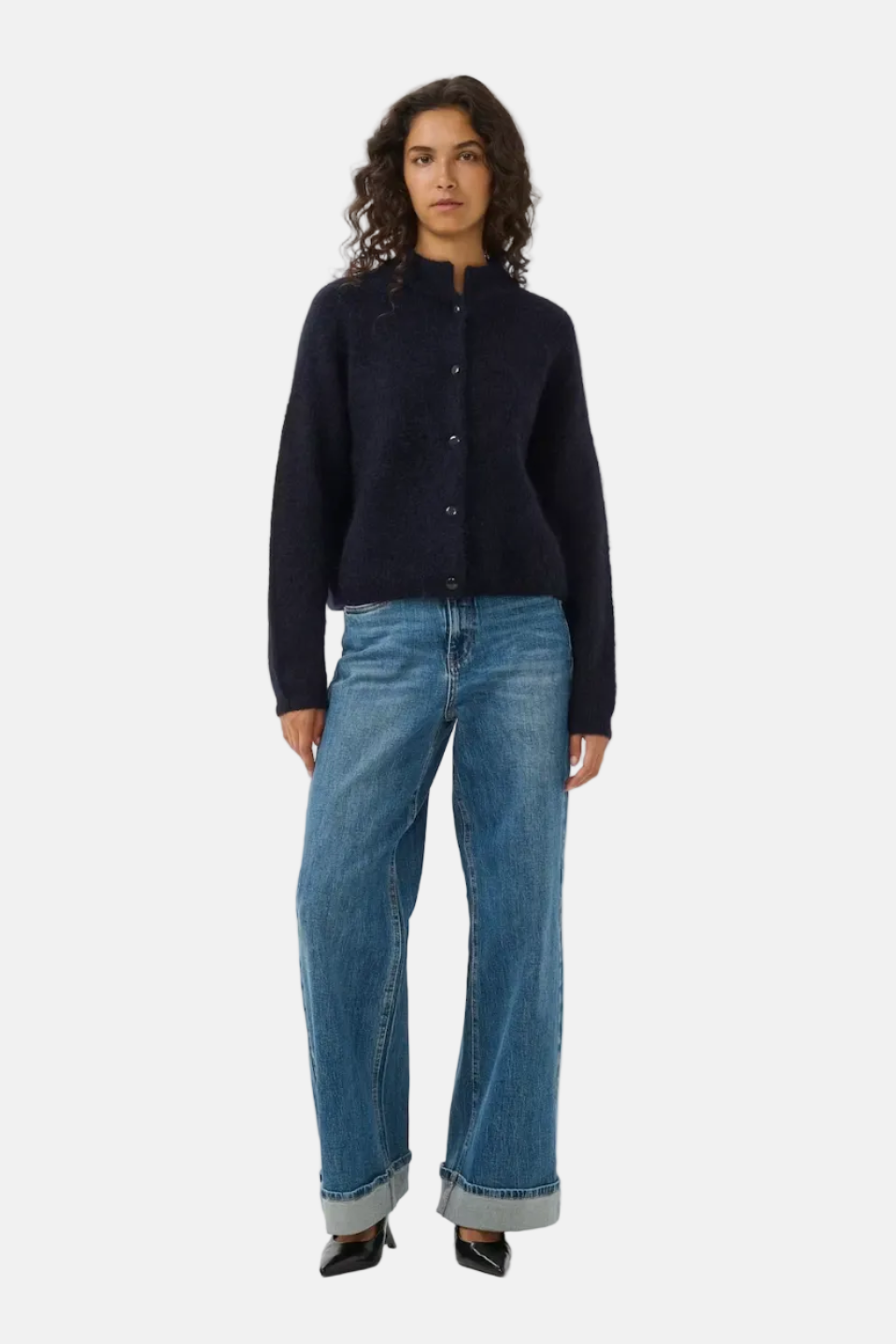 Gestuz GZdebbie Cardigan Navy Melange Blue Cardigan in Blau – Ansicht 2