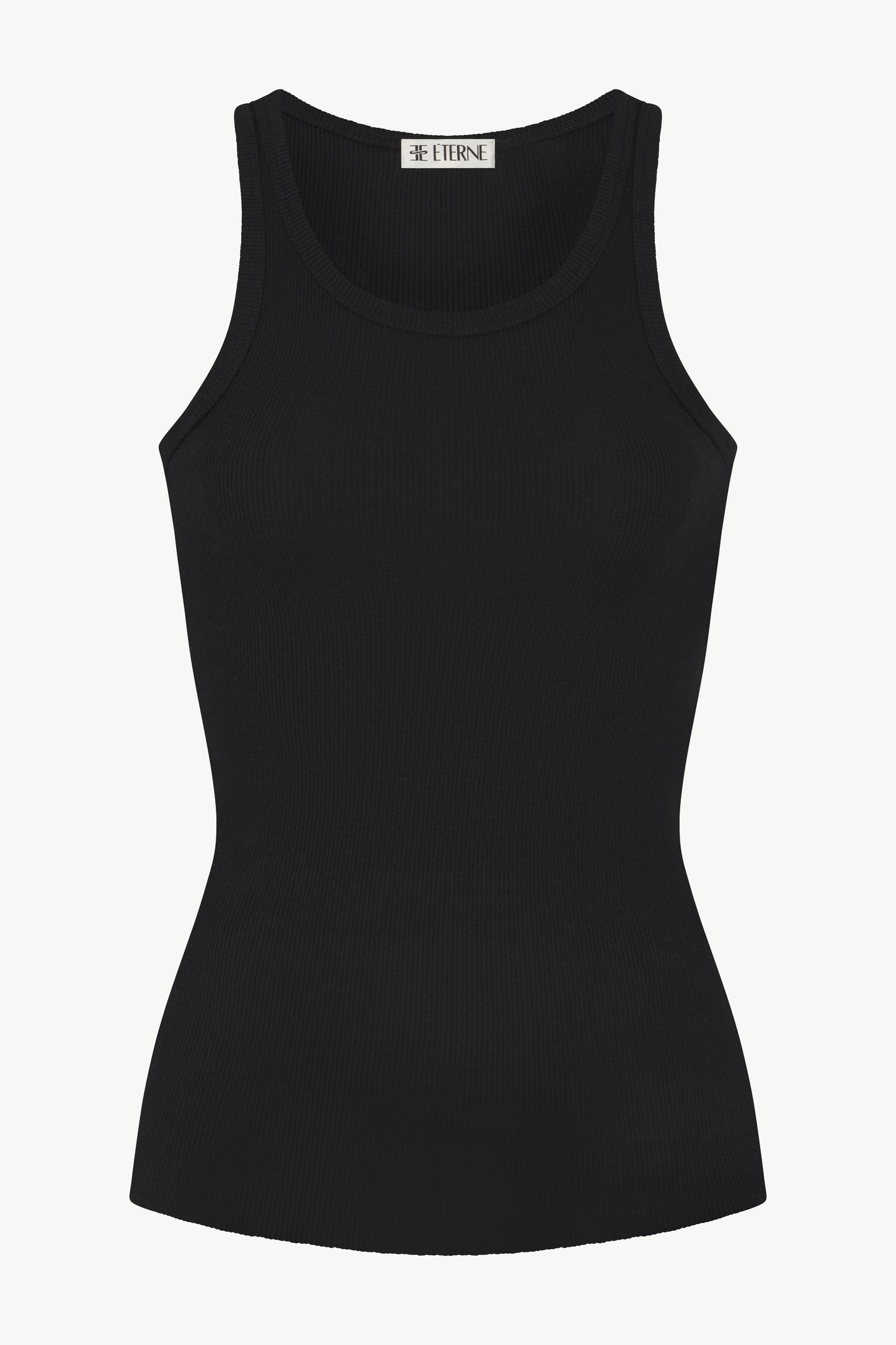 High Neck Fitted, Black, Tanktop