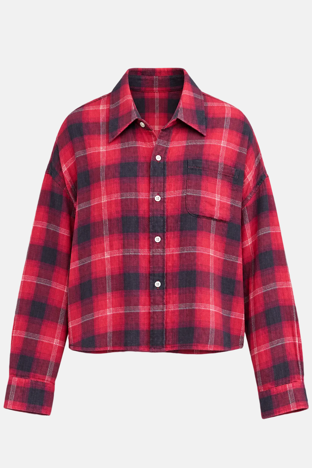 Denimist Bailey, Red Black Plaid, Cropped Shirt