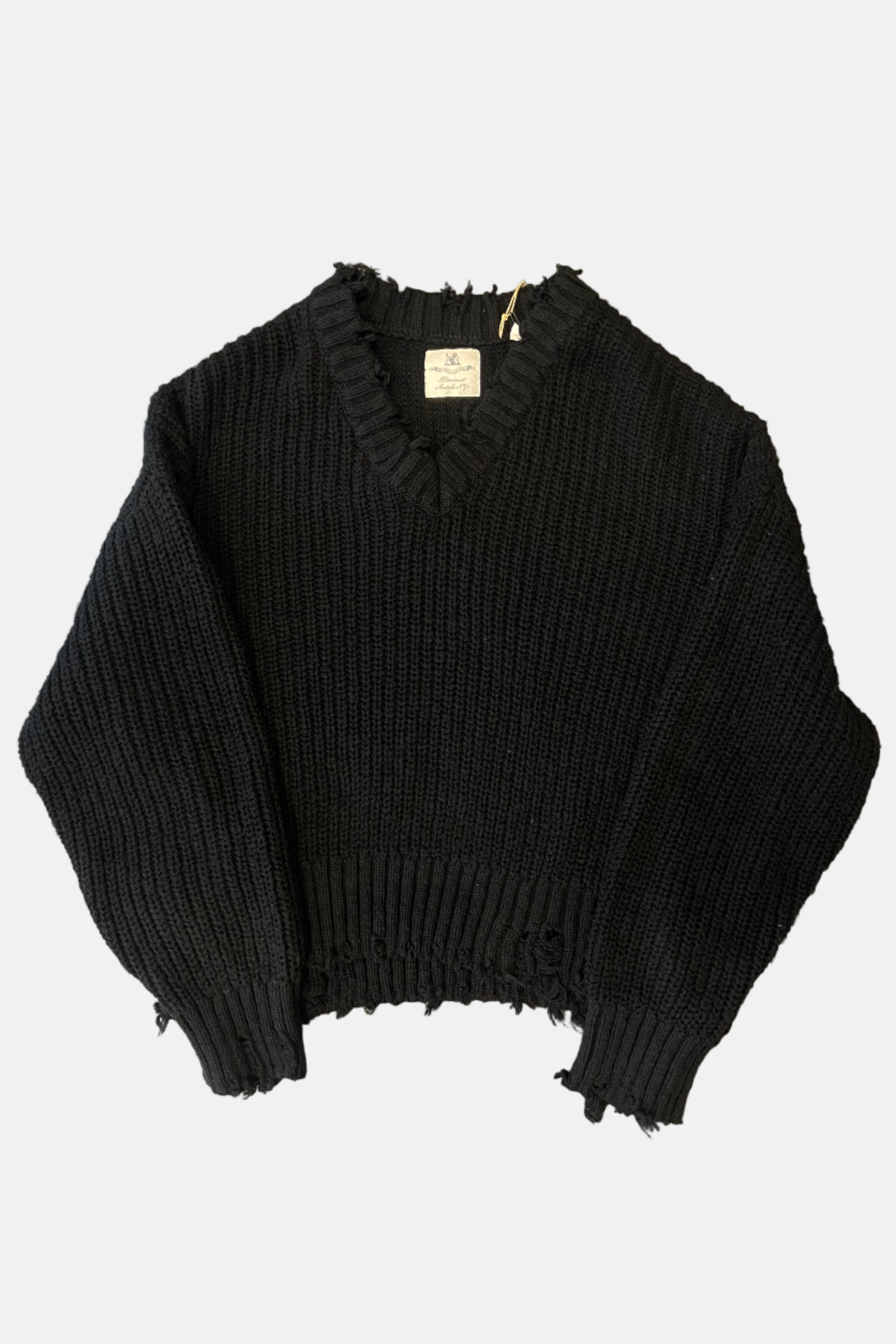Denimist Cropped V-Neck, Black, Pullover