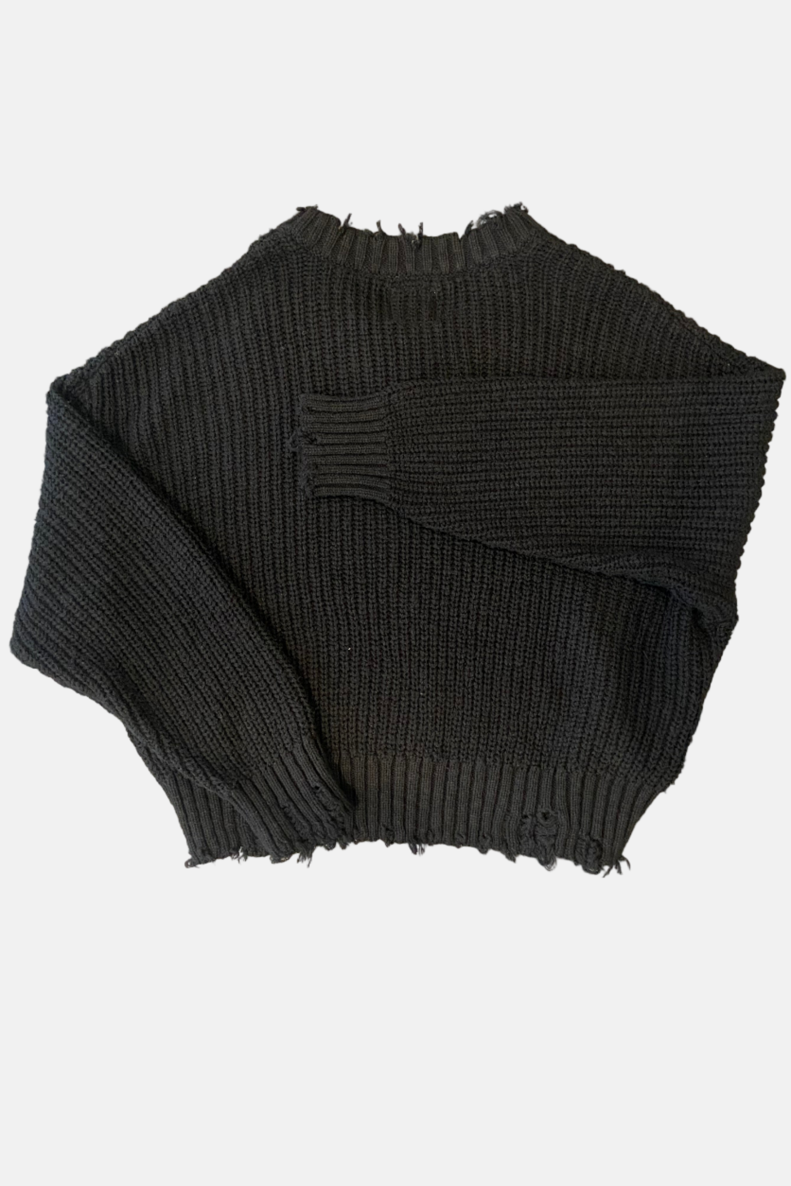 Denimist Cropped V-Neck, Black, Pullover