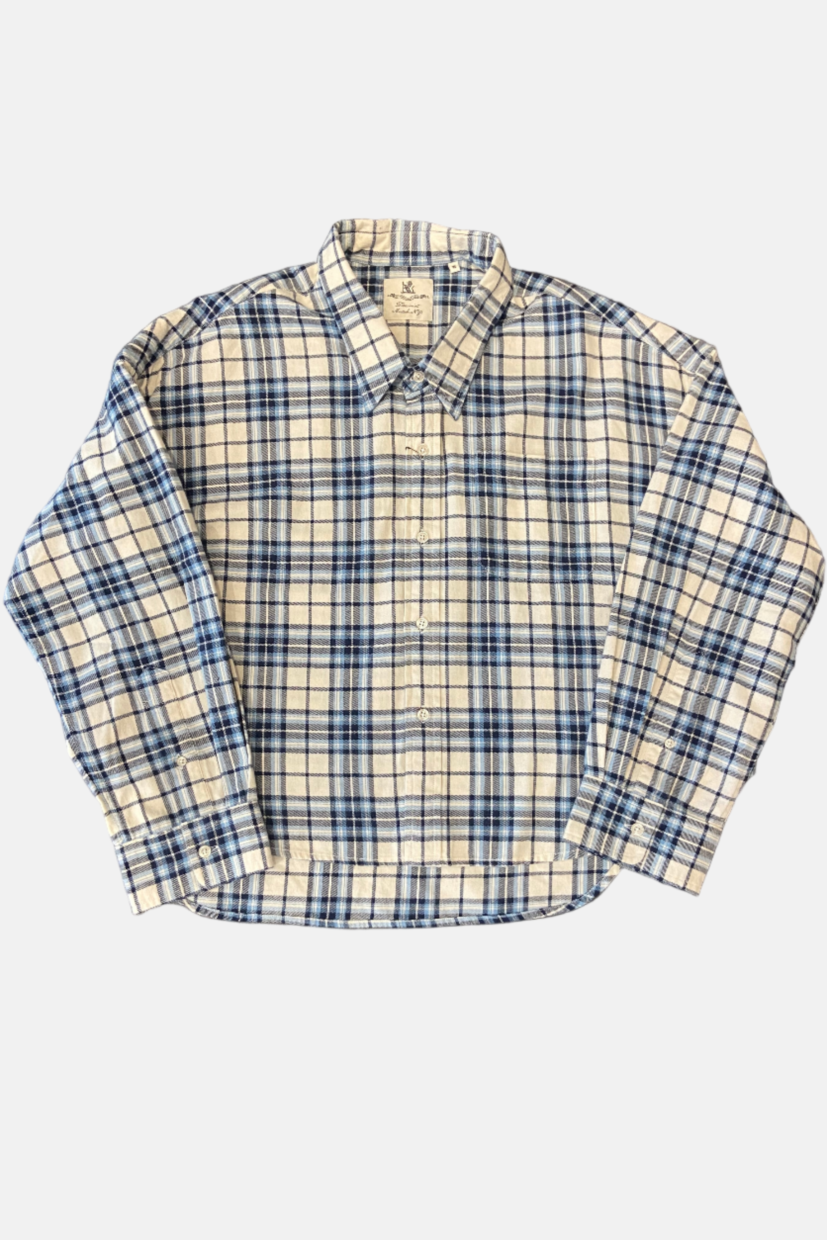 Denimist Cropped Button, Ecru/Blue, Hemd
