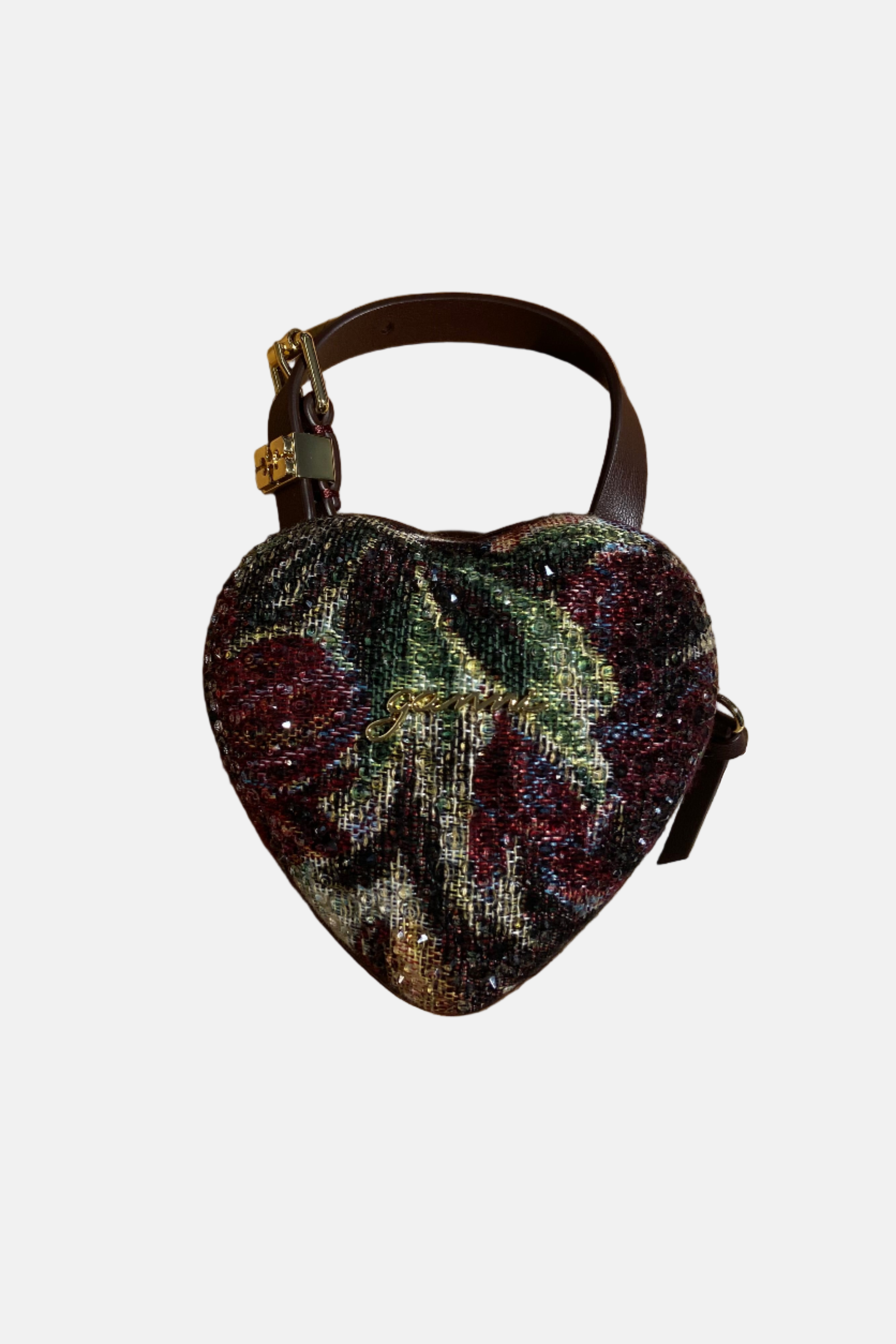 GANNI Nano Heart, Tawny Strass, Tasche