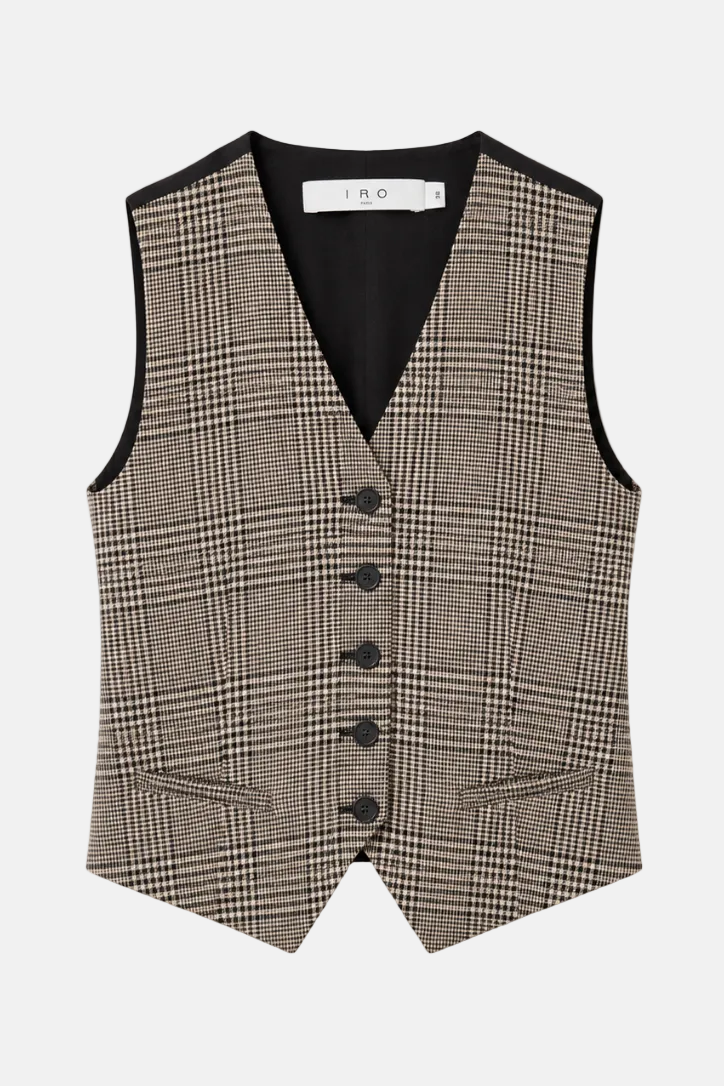 IRO Kraig Mixed Brown Check Weste in Braun