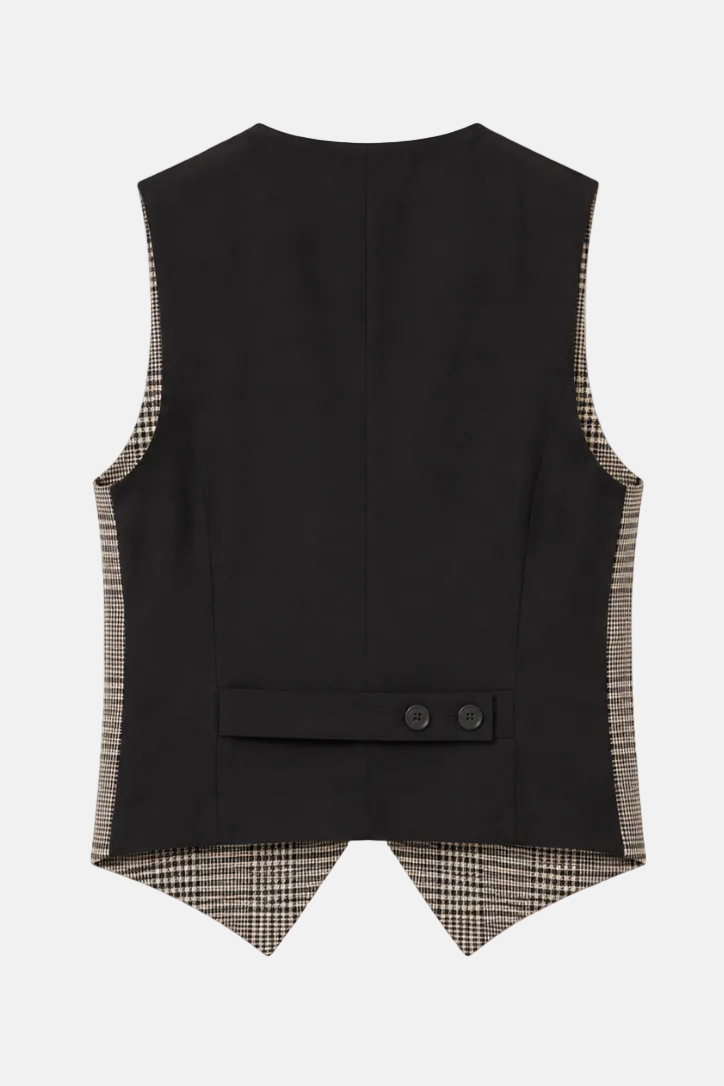 IRO Kraig Mixed Brown Check Weste in Braun – Ansicht 2