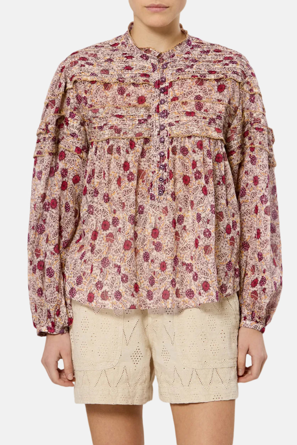 Marant Étoile Christa, Ecru/Raspberry, Bluse